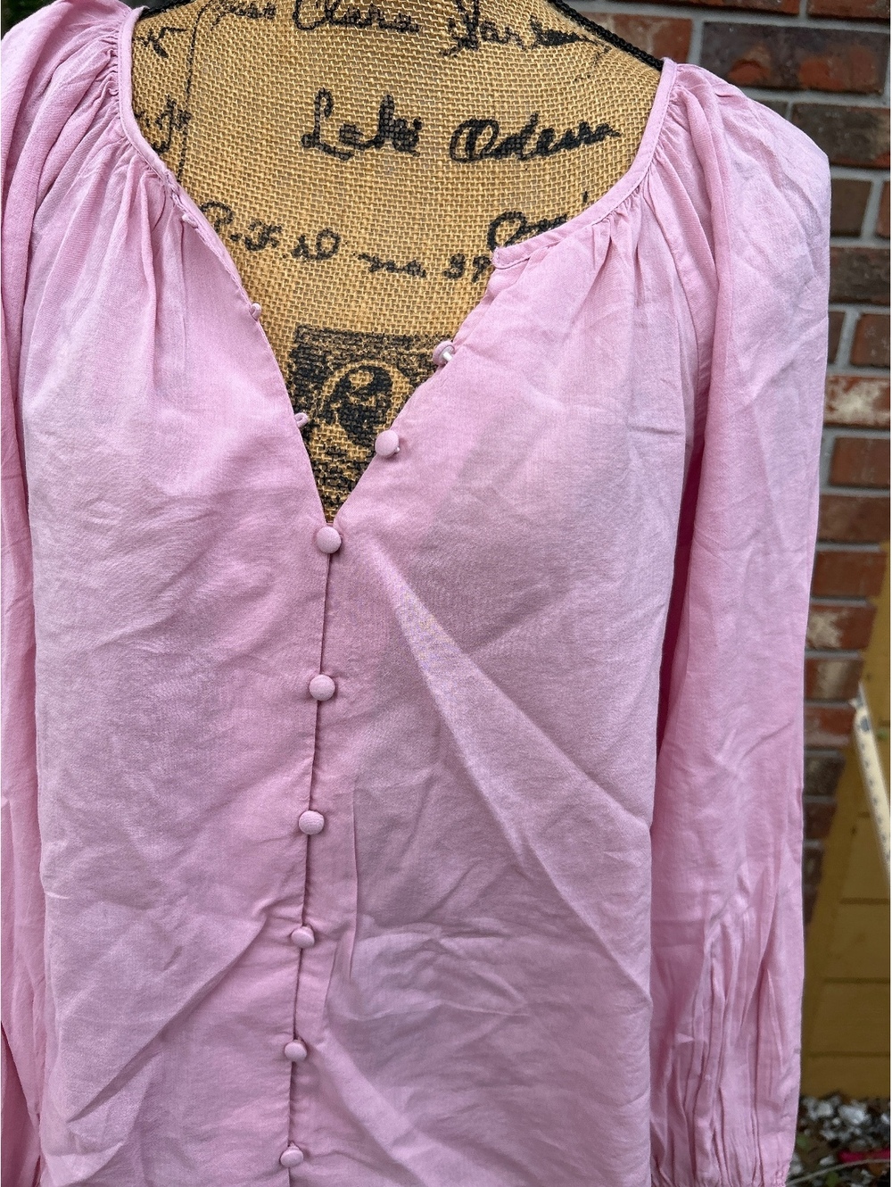 a new day Pink Button-Up Blouse Size S